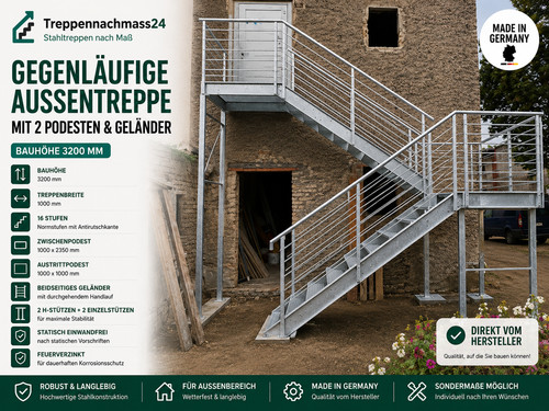 Stahltreppe gegenläufig m - 3,2,