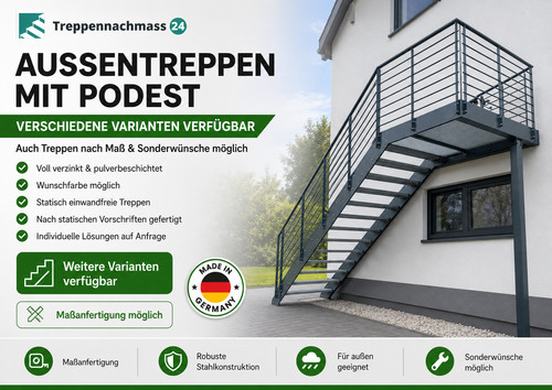 Außentreppe stahl mit podest - stahl,